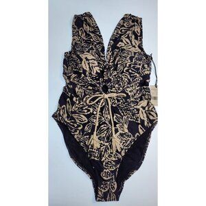 Robin Piccone One Piece Swimsuit Navy Ecru Size 8 New With Tags